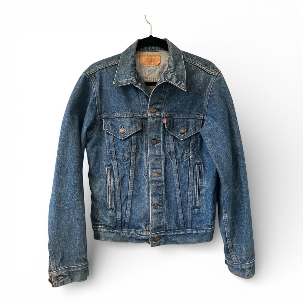 Vintage Levi's 71506 Long Trucker Denim Jacket USA Made 40L Faded Workwear